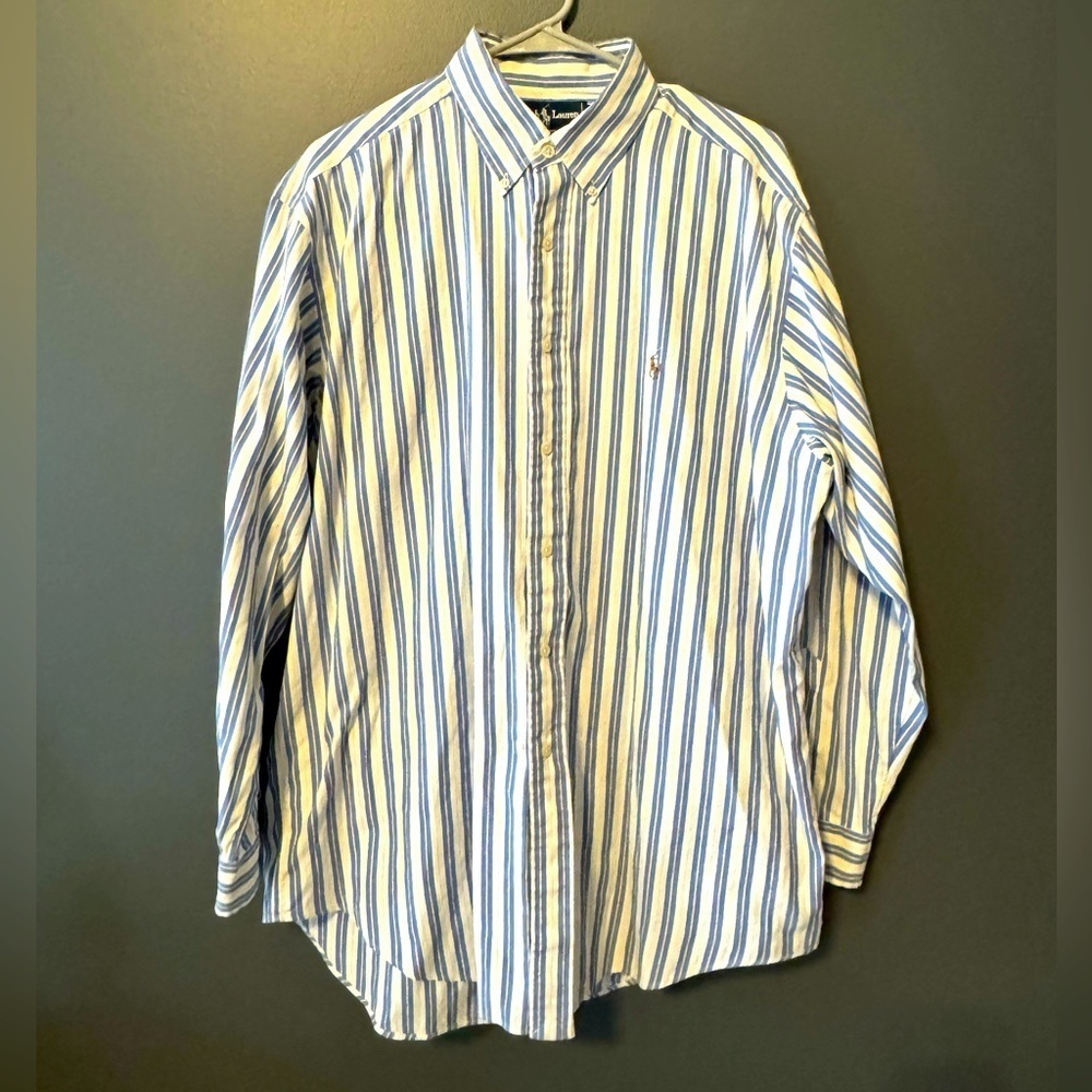 Ralph Lauren Men’s Button Down Shirt. 16.5 neck and Size 34. Striped polo.